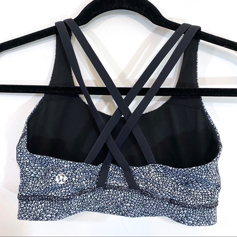Lululemon Energy Bra black white floral print 6
